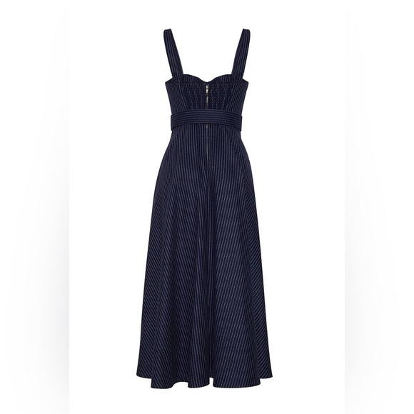CARA CARA Calypso Dress In Navy Chalk Stripe, NWOT, NEVER WORN, NO FLAWS. - Picture 6 of 8